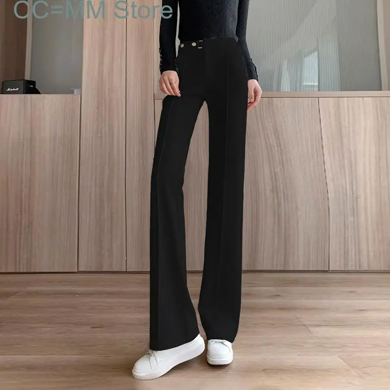 New Wide Leg for Women Fall Korean Fashion Casual Suits Pants High Waisted Office Ladies Elegant Full Length