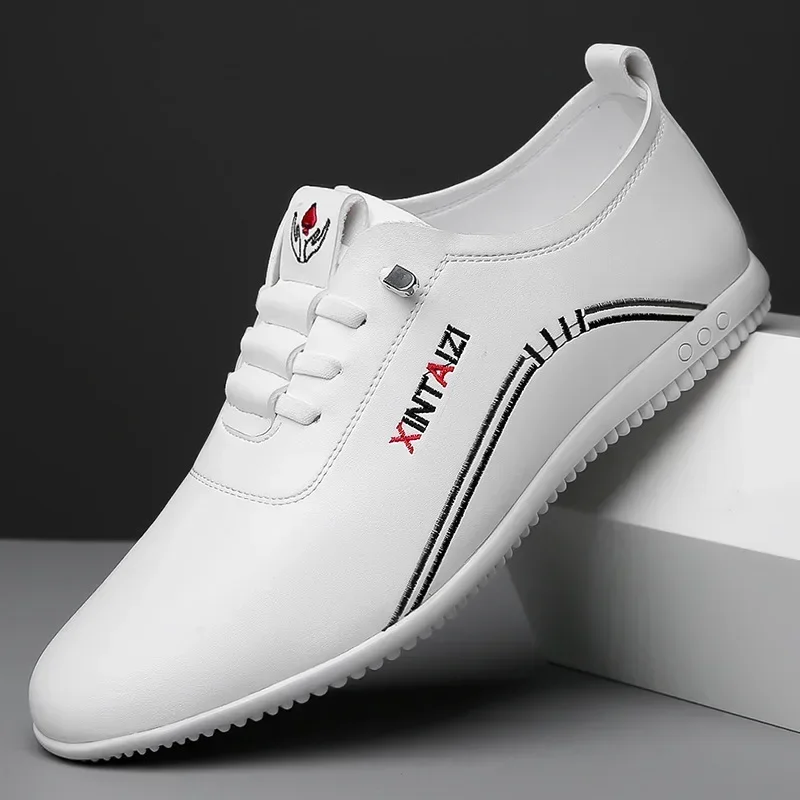 Soft Men's Leather Shoes Four Seasons New Business Fashion Lightweight Flat Outdoor Street Walking Sports Casual