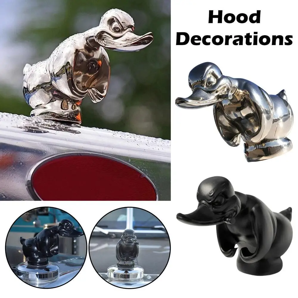 Quincry Angry Duck Hood Ornament, 3D Car Chromed Metal