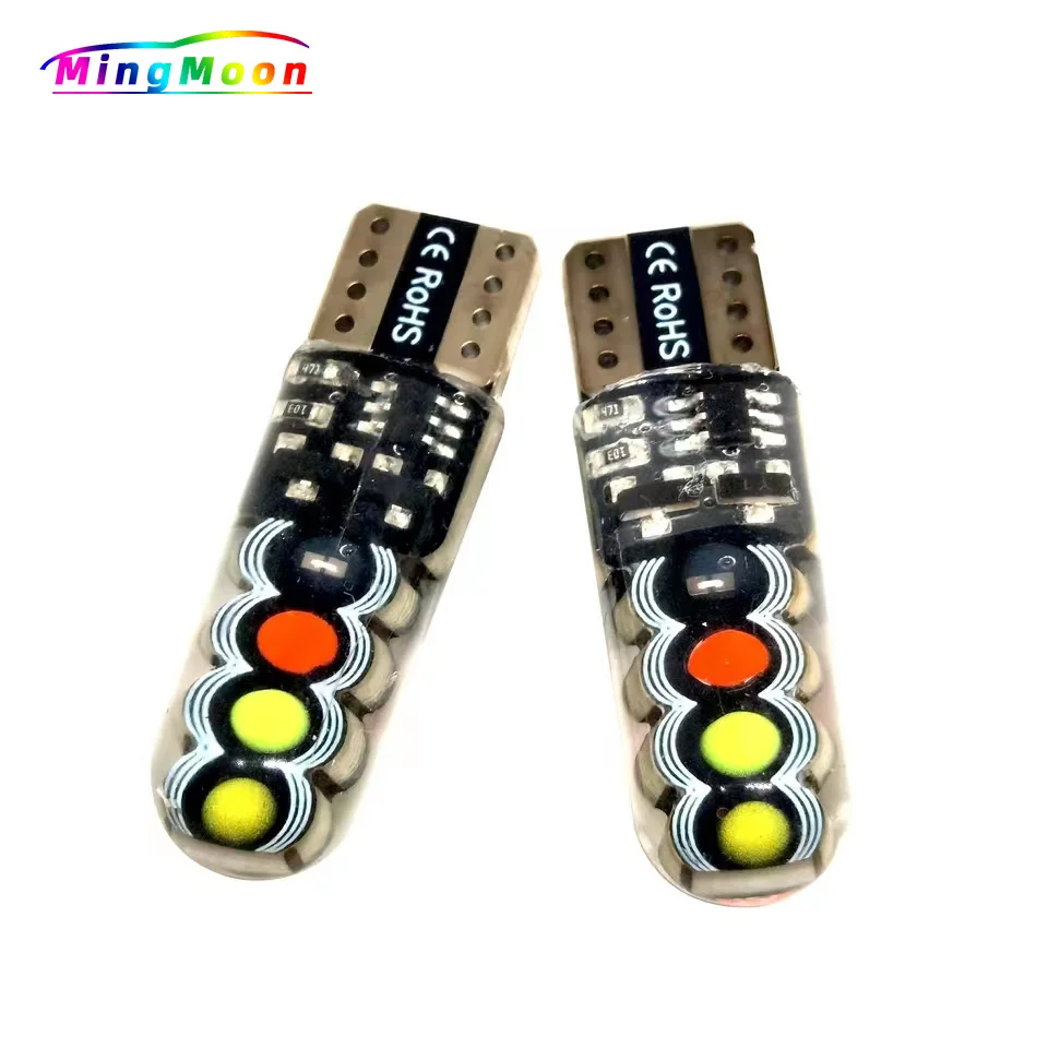 

400Pcs T10 194 168 W5W LED Bulb RGB COB 8SMD License Plate Lights Signal Lamp Reading Light Silica Gel Multi Color Strobe Flash