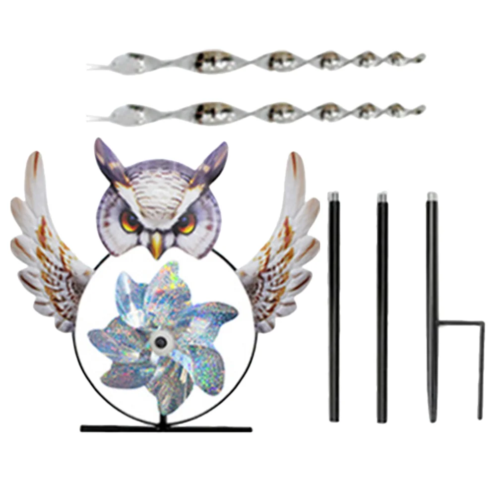 

Owl Windmill Metal Birds Repeller Deterrent Device Iron Modeling Outdoor Ornaments
