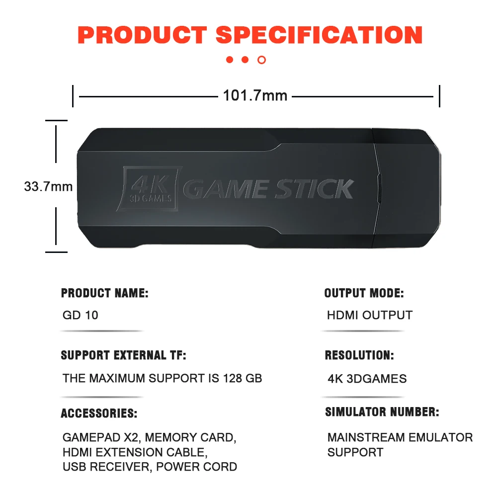 Video Game Stick 4K Console 2.4G Double Wireless Controller 40000 Games 128GB Retro Games for TV Boy