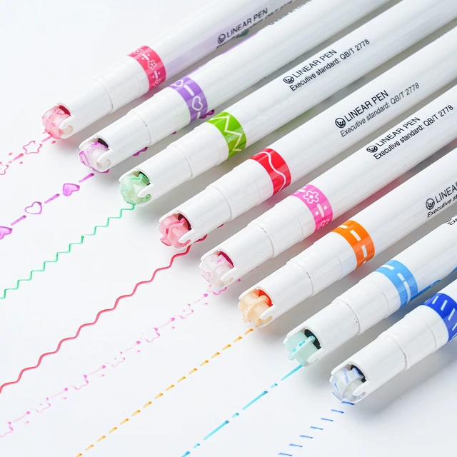 6Pcs Colored Curve Pen for Note Taking,Dual Tip Markers with 6 Different  Curve Shapes & 6 Colors Fine Line,Cool Pens - AliExpress
