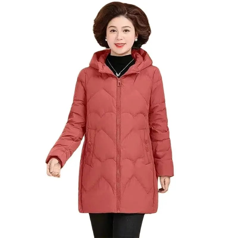 Mother's Down Cotton Jacket Long 2024 New Female's Down Cotton Jacket Middle-Aged And Elderly Women's Winter Warm Outwear Female