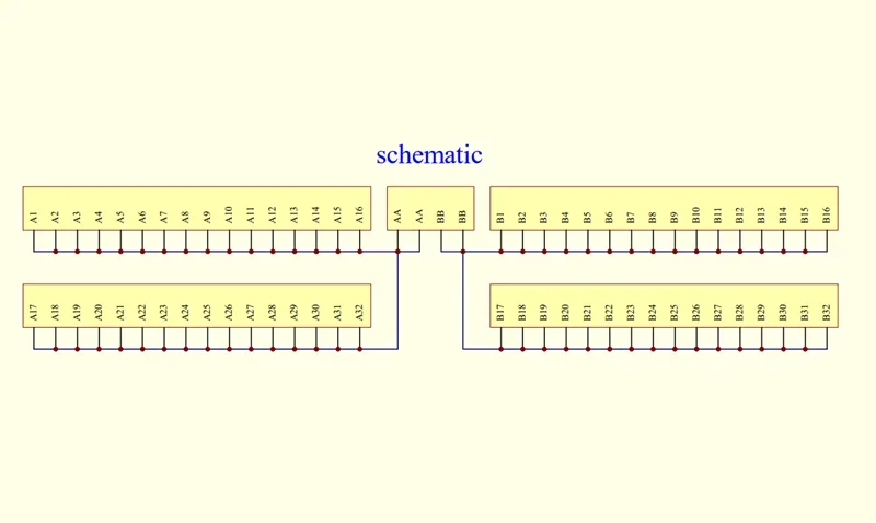 Schraubklemmenmodul für DIN-Schienenmontage, Stromverteilerplatine mit 2 x 32 Positionen. – Detail 1