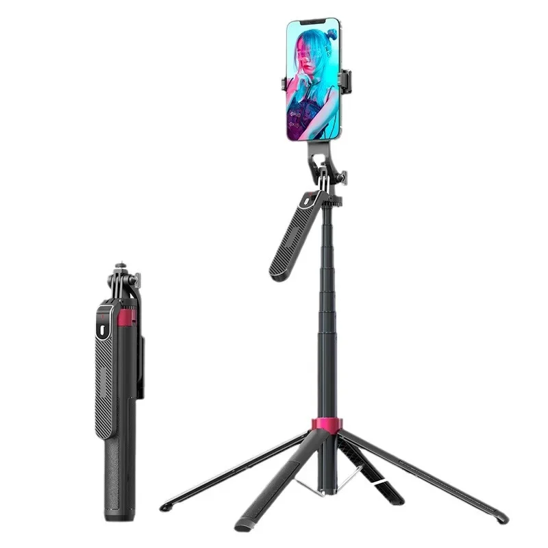Selfie Stick 1.8M Bluetooth With 4-Leg Tripod & Stabilizer Portable Phone Holder For Live Streaming/Vlogging/Photography