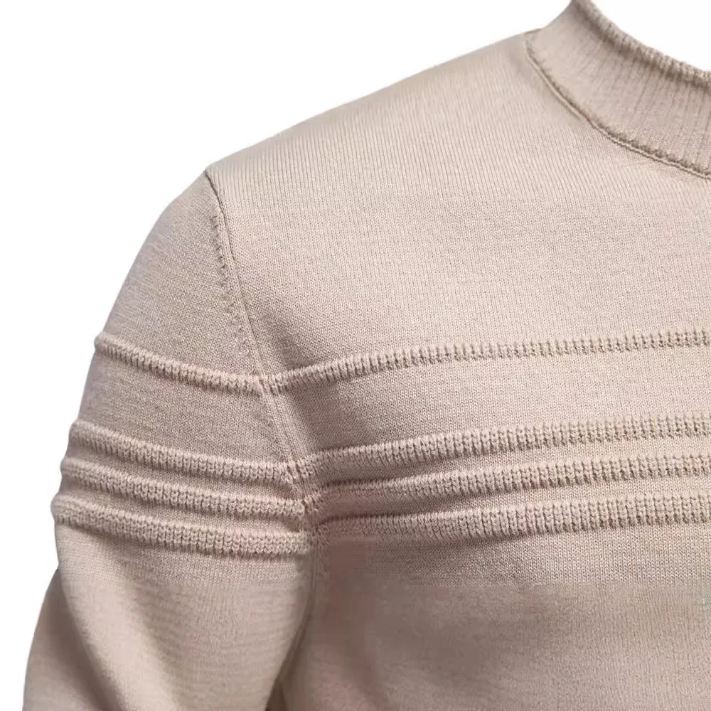 Autumn Winter Mens Sweater High-quality Solid Color Round Neck Warm Pullover Male Fashion Casual Knitwear Sweater Men Clothing 3