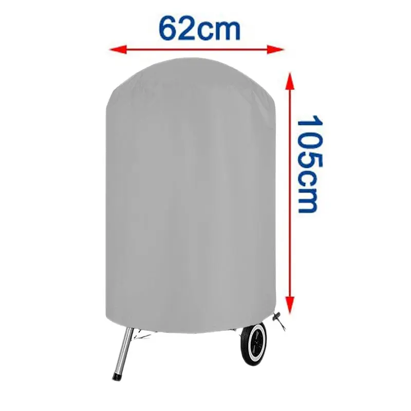 210D Outdoor Grey Waterproof BBQ Cover,Heavy Duty Protective Grill Cover Fire Pit Stove Round Gas Charcoal Electric BBQ Cover 2