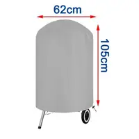 210D Outdoor Grey Waterproof BBQ Cover,Heavy Duty Protective Grill Cover Fire Pit Stove Round Gas Charcoal Electric BBQ Cover 2