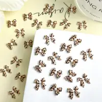 20Pcs New Maillard Color Ribbon Bow Nail Art Accessories Classic Leopard Print Tie Resin Nail Charms DIY Clips Nails Decorations 1