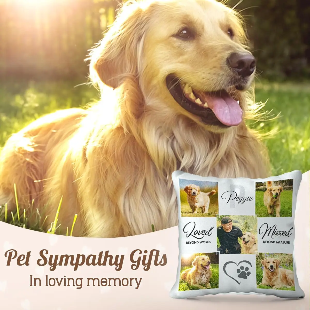 Personalisiertes Haustierkissen, individuelles Hundefoto mit Namen, quadratisches Kissen, Geschenk für Hundebesitzer, Heimdekoration für Wohnzimmer, Geschenk für Familie – Detail 8