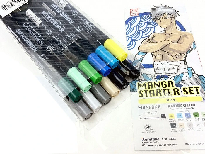 A Set Of Markers Zig Kurecolor Manga Starter Set 3 Boy 10 Pcs 2 Pens Colored Markers Aliexpress