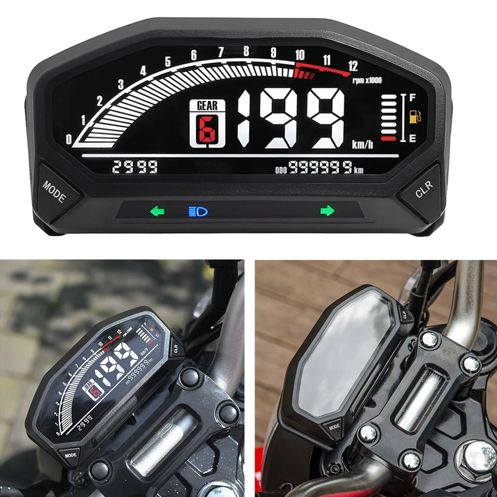 バイクのダッシュボード ユニバーサル 12000 RPM オートバイスピードメーターオイルゲージタコメーターデジタルメーター計器ター オートバイ用走行距離計  ユニバーサルデジタルオートバイ走行距離計スピードメータータコメーターメーターバイクモトダッシュボード12V 12v ... ユニバーサルオートバイデジタル走行距離計スピードメーターゲージクルーザーバイク温度計 デジタルゲージ