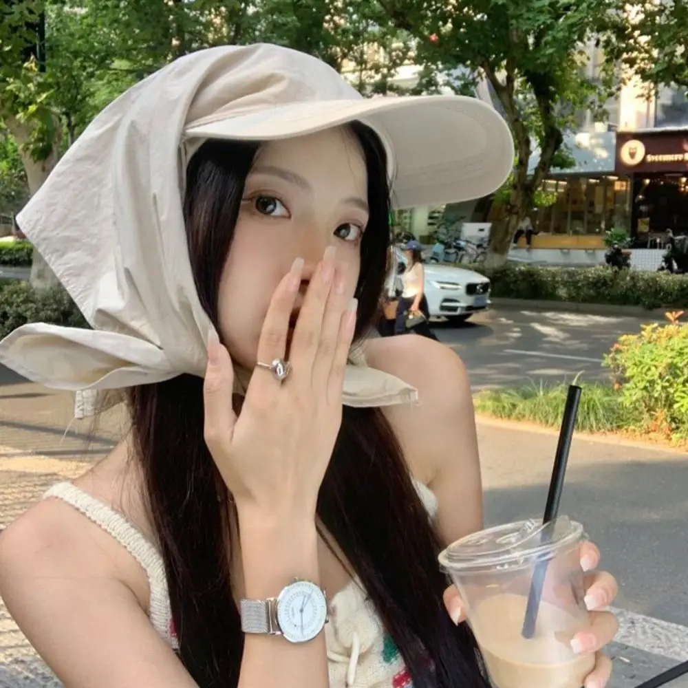 Solid Color Headscarf Baseball Cap Nylon Baseball Hat Sunscreen Beach Hats Korean Style Sun Cap Peaked Cap Outdoor