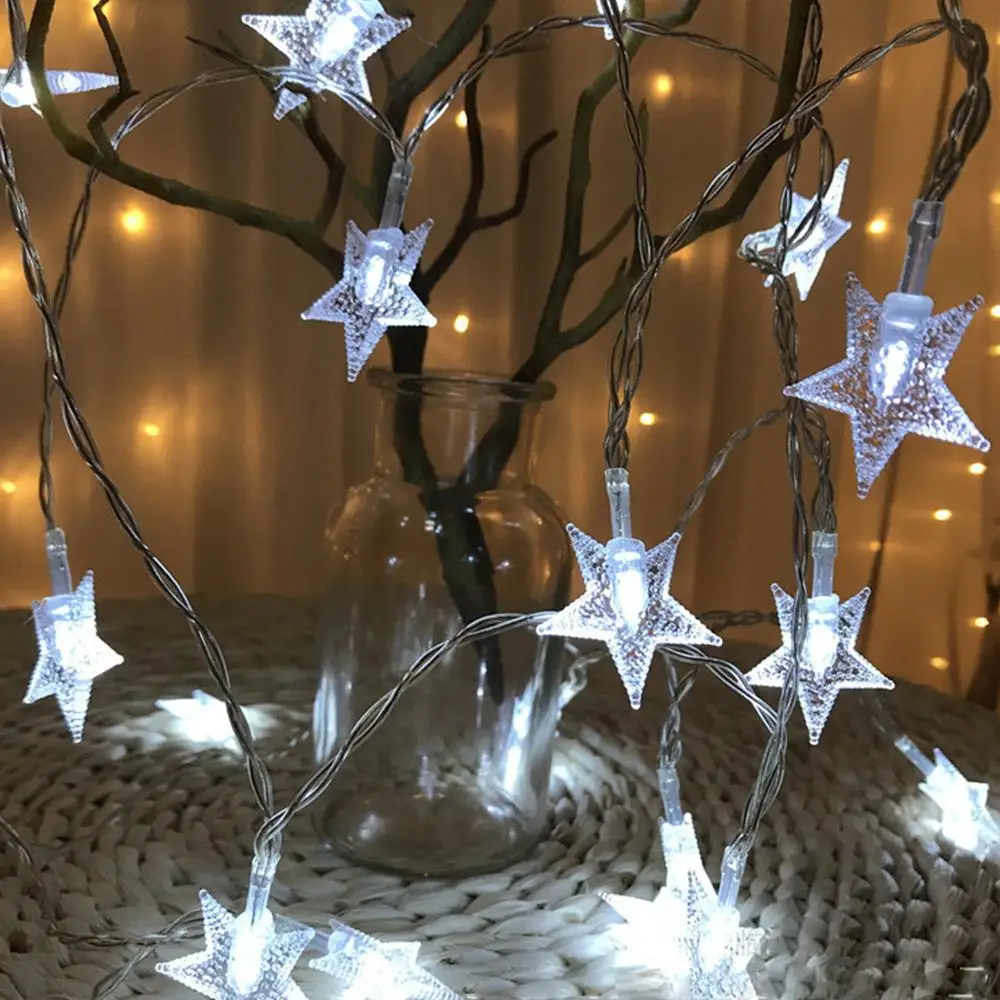 thumbnail image 1 of Guirnaldas de luces navideñas con forma de estrella y copo de nieve de 10 m, 20 m y 30 m para exteriores, para decoración de habitaciones, bodas, fiestas y Año Nuevo, 1 of 5