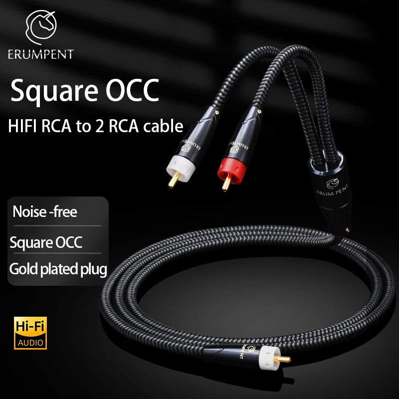 

ERUMPENT HIFI Subwoofer Y Cable RCA 1 Male to 2 Male Audio cable for Sound Mixer Amp Soundbox 1:2 RCA Audio Cable