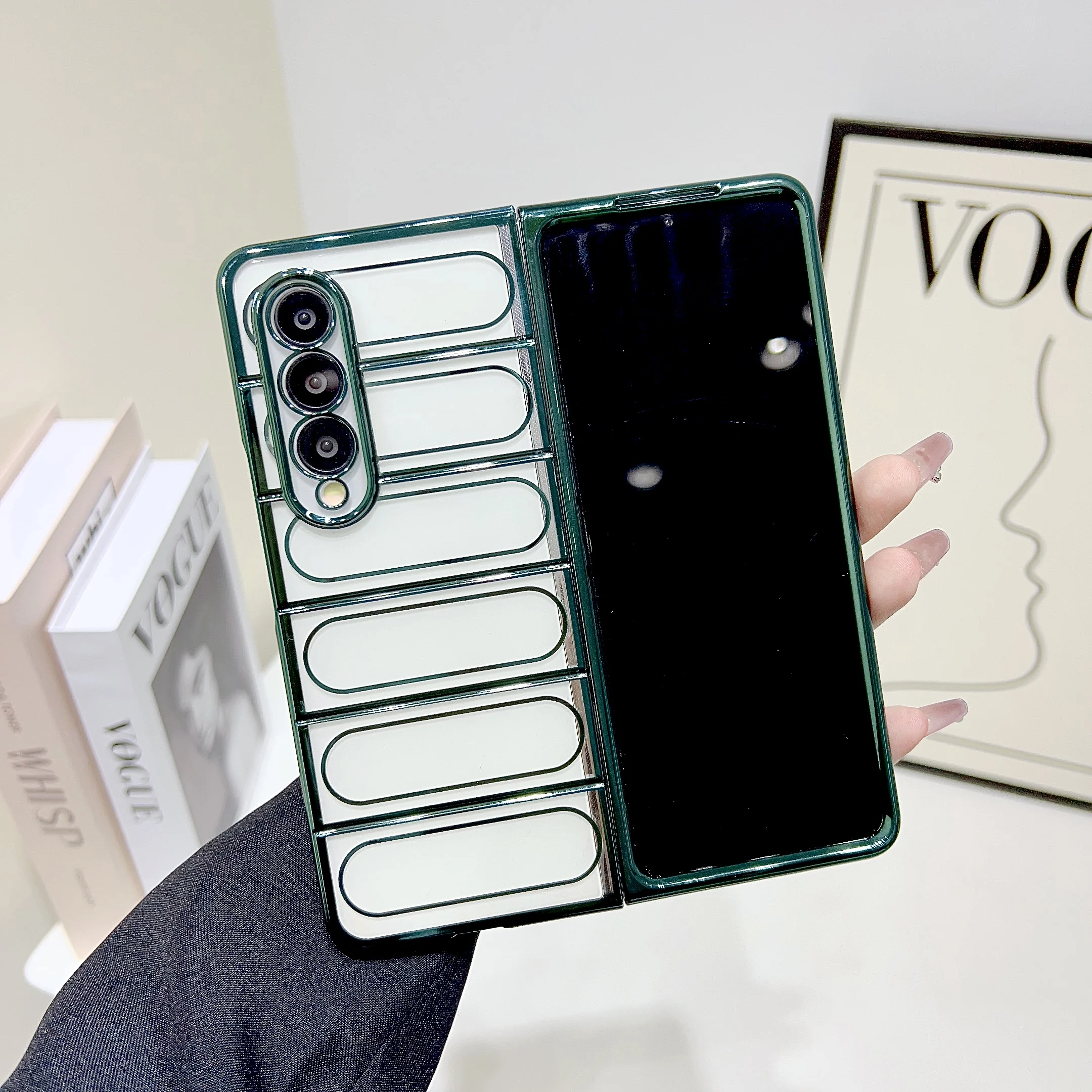 

For Samsung Galaxy Z Fold 4 3 Case Luxury Colorful Electroplating Transparent Folding Shockproof Hard Back Cover Accessories