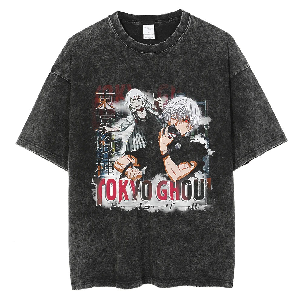 

Hip Hop Streetwear Japanese Anime Tokyo Ghoul Print T Shirt Vintage T-Shirt Harajuku Cotton Tops Men Summer Short Sleeve Tshirt