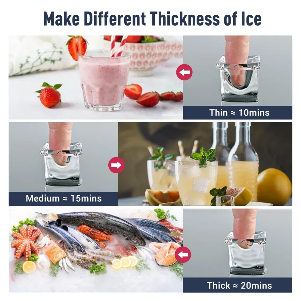 Commercial ice maker, 400 pounds per day, SECOP compressor, 250 pounds storage, ice ready within 8 to 15 minutes