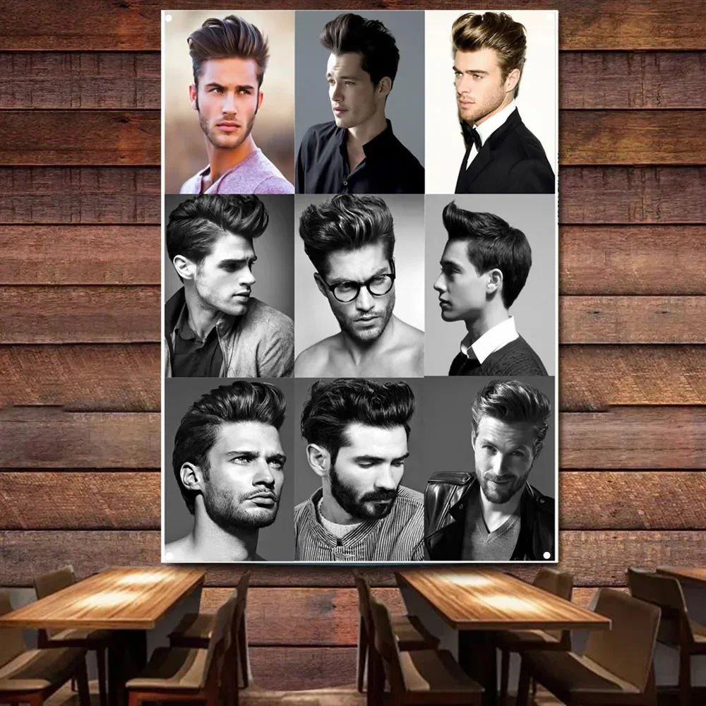 

New Business Hairstyle Beard Design Poster Wall Hanging Flag Haircut & Shave Service Signboard Barber Shop Wall Decor Banner A1