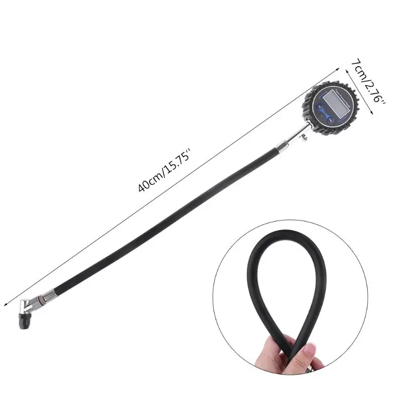 디지털 타이어 압력 게이지 200 PSI 교환 가능한 에어 척, 자동차, 오토바이, Rv, SUV, 트럭, TPMS, 자전거 타이어