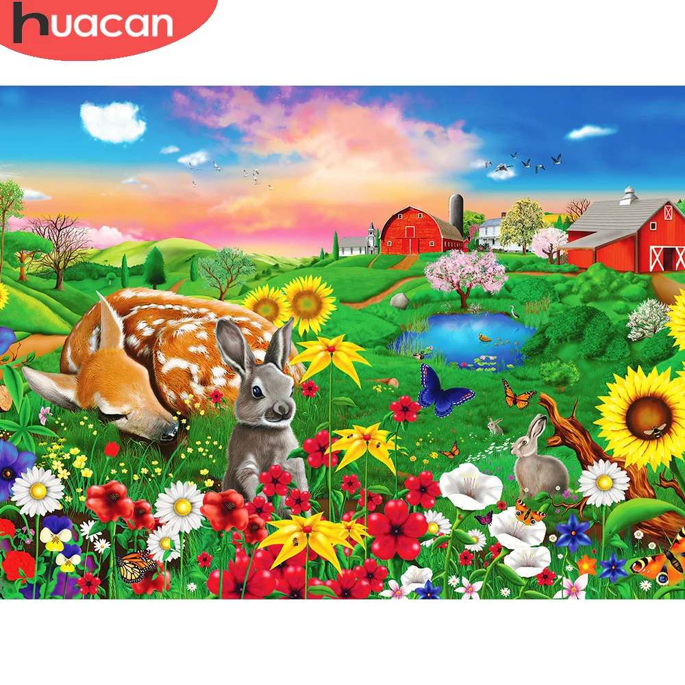 HUACAN Diamond Painting Deer Animal Embroidery Complete Kit Mosaic