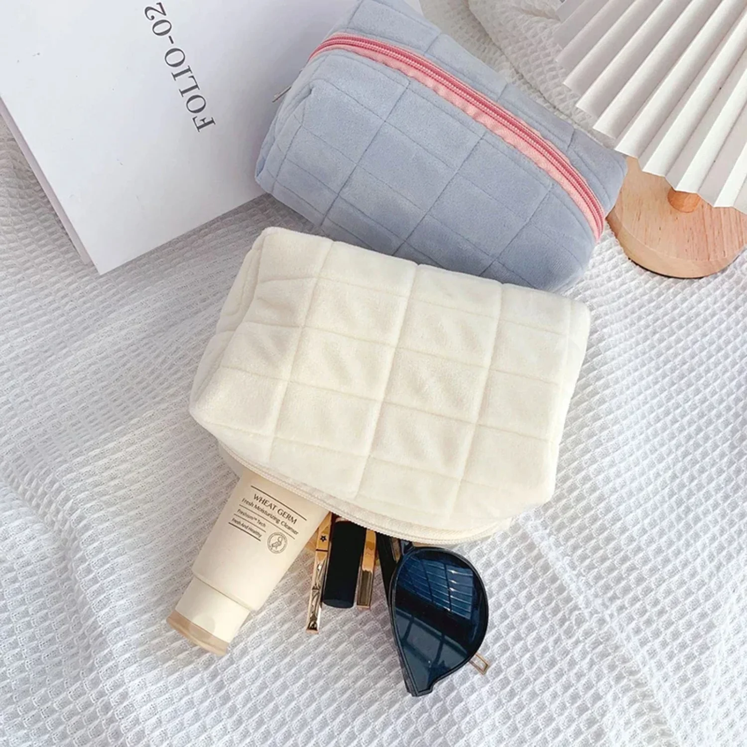 Korean Candy Color Zipper Cosmetic Bags Women Female Travel Organizer Girls Lipstick Pouch Clutch