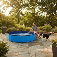 Piscine pliable pour animaux de compagnie, bleue, 31,5 x 31,5 x 7,9 pouces, PVC 1