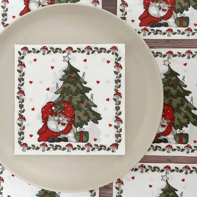10/20 stücke 33cm neue Weihnachts feier Dekoration Papier Weihnachts baum Cartoon Vater Weihnachten Oma Liebe bedruckte Papier Tischs ets – Detail 1
