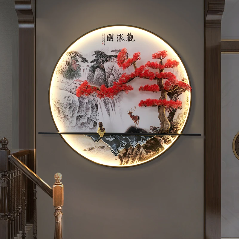

Chinese Wall Picture Light Led Modern Creative 3D Landscape Background for Home Wall Decor Living Room Bedroom Lamp