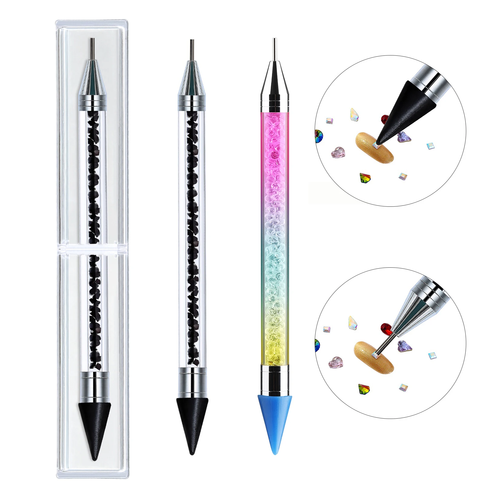 

1PC Dual Heads Acrylic Metal Dotting Wax Pen Rhinestones Gem Picker Crystal Picking Nail Art Studs Dotter DIY Point Drill Tools