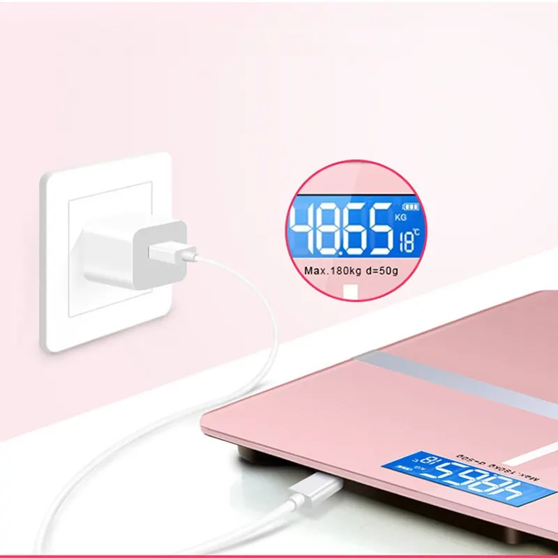 Weight Scale USB Smart Electronic Weight Scale Smart Health Scale Solid Color Household Precision Weight Measurement Figures