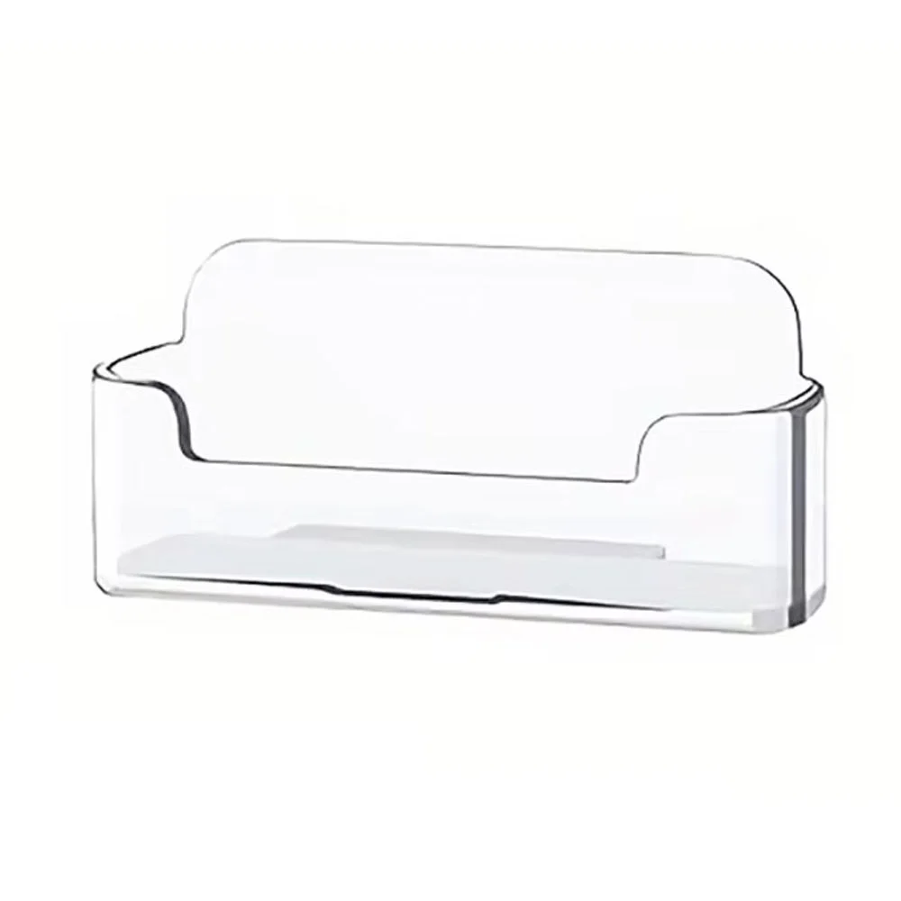 1Pc Clear Plastic Business Card Stand - Displays & Stores 30-40 Cards, Sleek Desk Organizer for Office, Reception or Restaurant