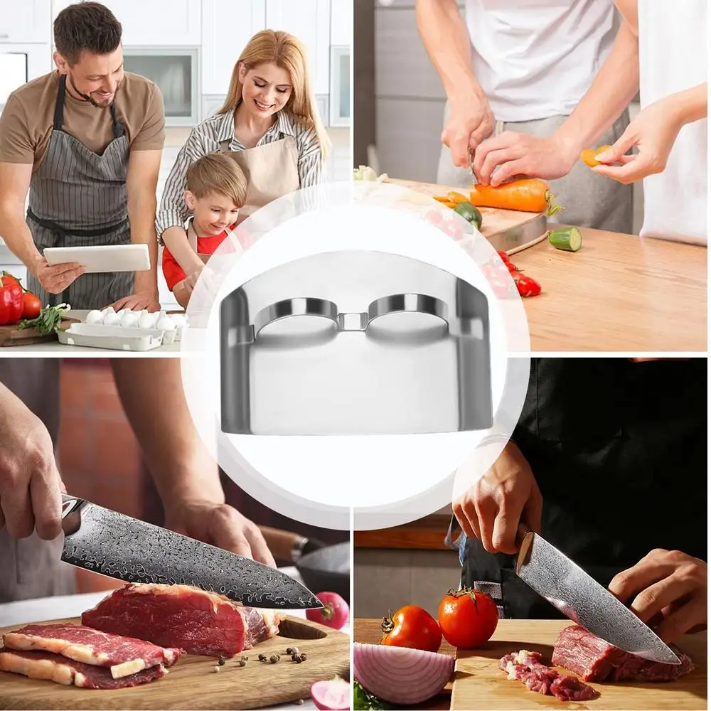Description Picture 2 of itemStainless Steel Finger Protector Anti-cut Finger Guard Safe Vegetable Cutting Hand Protector Kitchen Accessories
