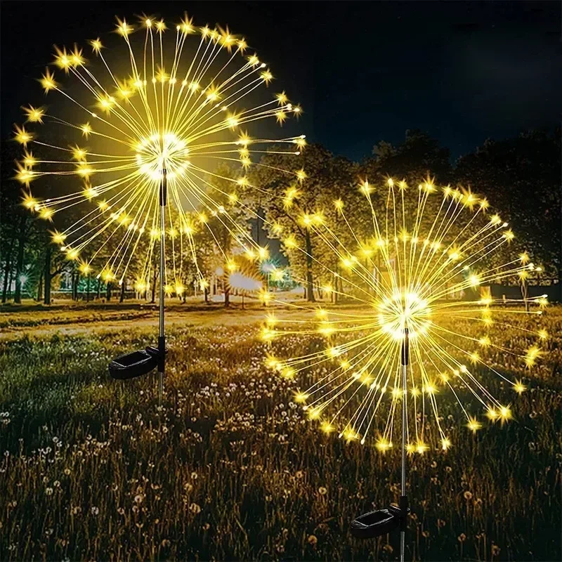 

LED Solar Fireworks Lights Waterproof Outdoor Dandelion Flash String Fairy Lights Garden Landscape Lawn Decor Fireworks Light