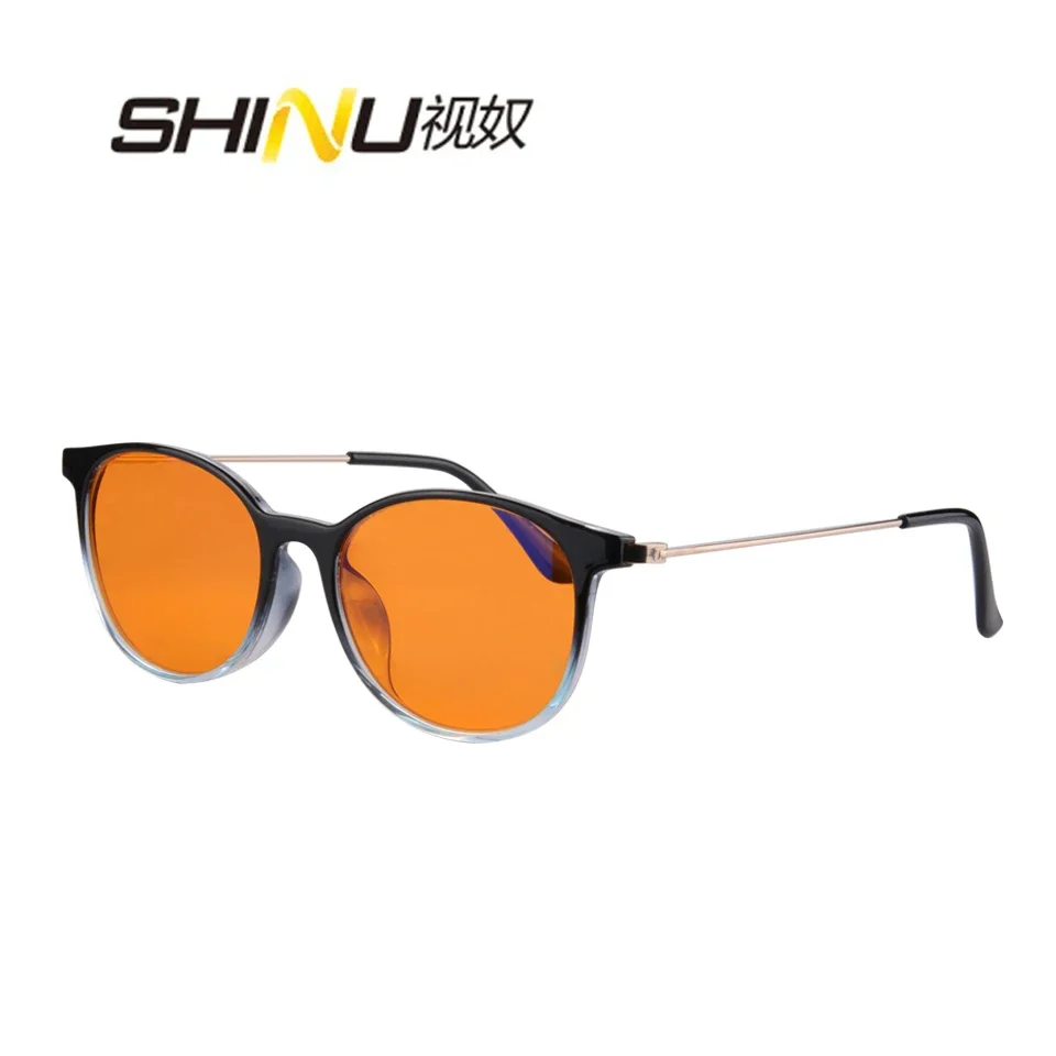 SHINU 블루 라이트 차단 안경, 여성용 컴퓨터 안경, 주황색 렌즈, 게임용 노란색 렌즈, 운전용 안경, 파란색 맞춤형 차단