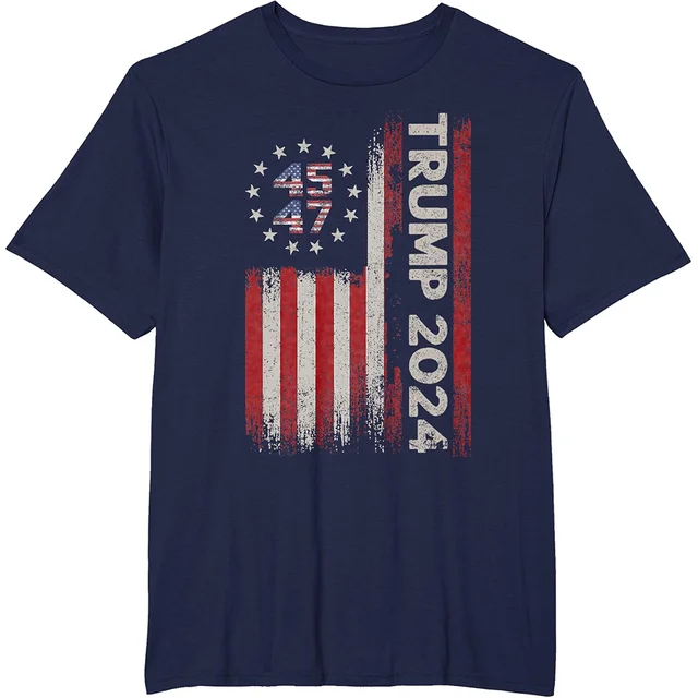 Trump 2024 T Shirt 45 47 President America Flag Graphic T Shirts Mens Clothing T-shirt Fashion Streetwear Casual Women Tops Tee 2