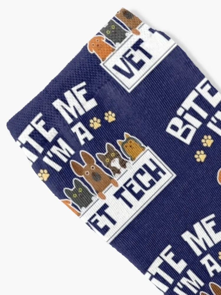 Veterinary Technician Funny Bite Me I'm A Vet Tech Socks Men gift kids socks