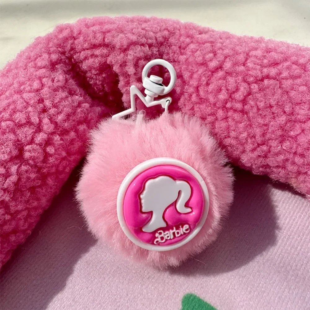 Plush Pink Barbie Pendant Cartoon Sweet Girl Key Chain Pupil Backpack Strap Friend Gift Girls Accessories Hairball Keys Pendant 5
