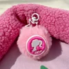 Plush Pink Barbie Pendant Cartoon Sweet Girl Key Chain Pupil Backpack Strap Friend Gift Girls Accessories Hairball Keys Pendant 5