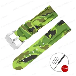 Versatile Silicone Sport Wristband - Rubber Bracelet Watch Strap for Men & Women, Multiple Widths Available (CamLightGreen - Silver)