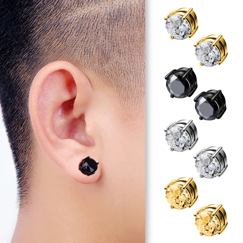 Pendientes redondos de 2 piezas para hombre y niña, Piercing sin imán  fuerte, Clip de oreja Punk magnético, 6/8/10/12mm - AliExpress