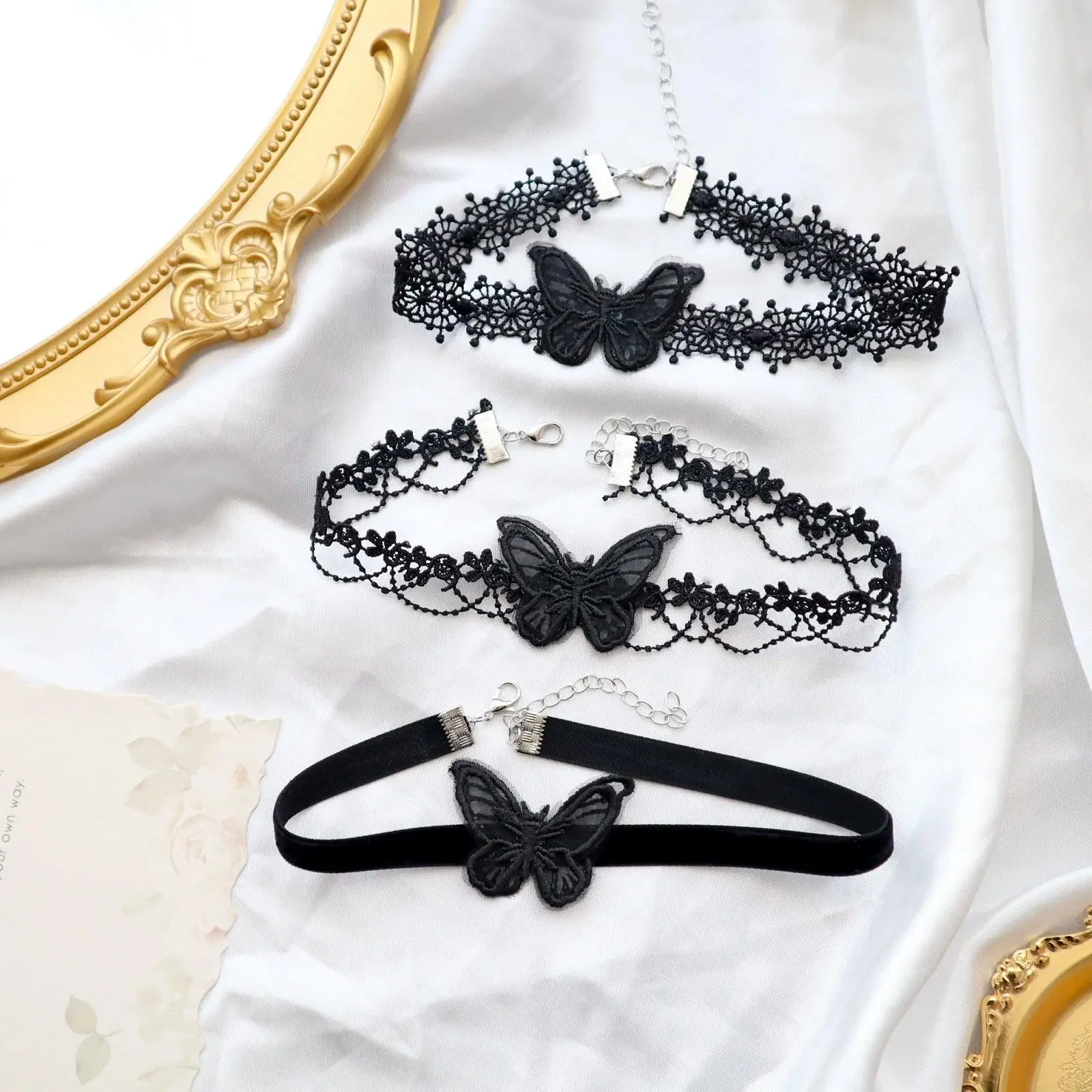 Women Choker Leaf Tassel Neck Jewelry Lace Gothic Vintage Velvet Rose Beads Flower Necklace