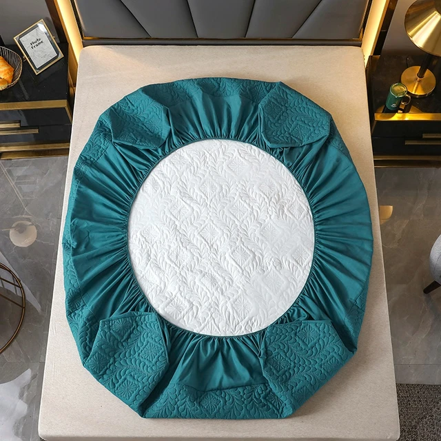 Drap-housse matelassé 100% imperméable avec élastique, protège-matelas, couvre-lit solide, taille Queen et King, taie d'oreiller à commander 4