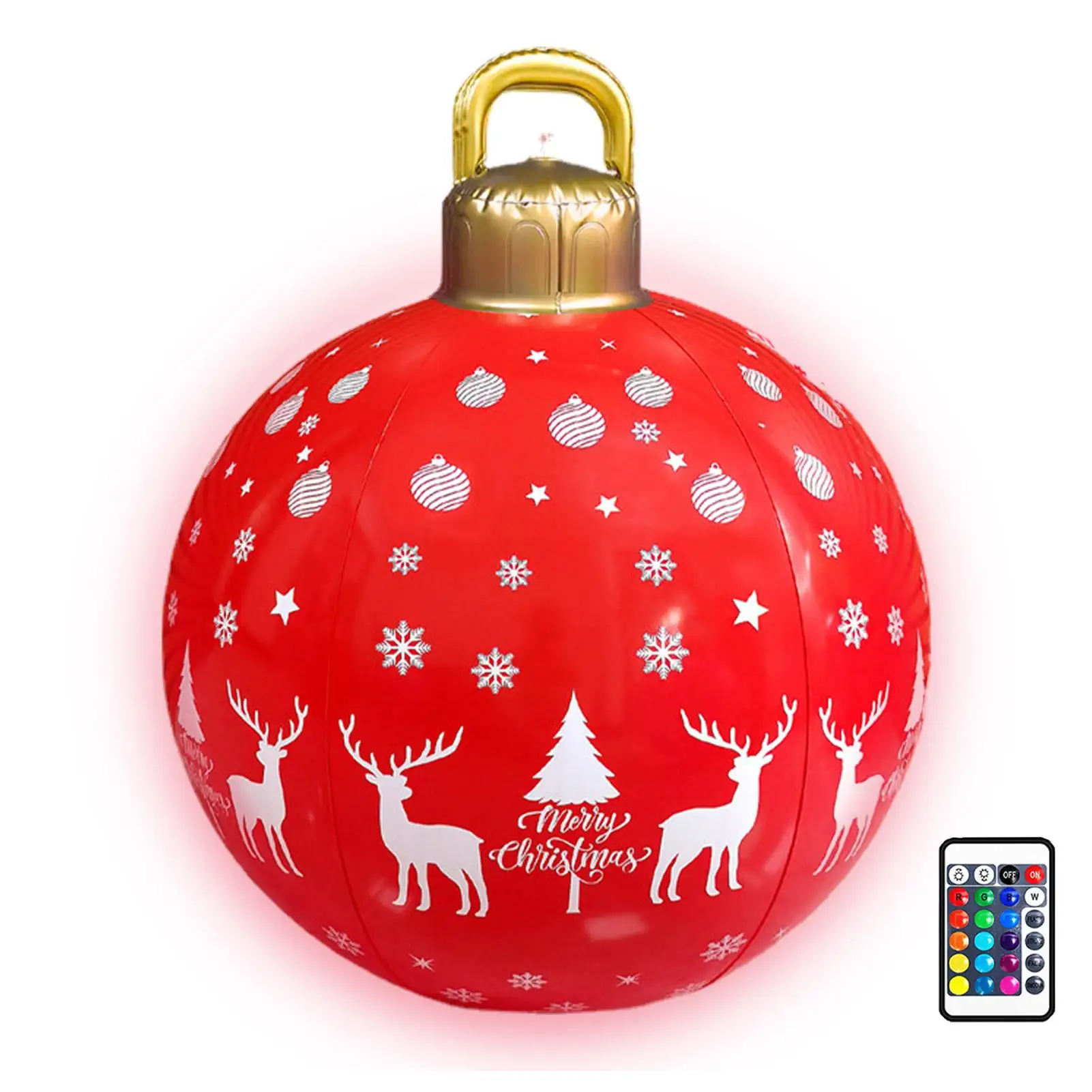 

Inflatable Christmas Ball Light 23.6inch PVC Light Ball With 16 Color Lighting And Remote Christmas Decorations Outdoor Yard