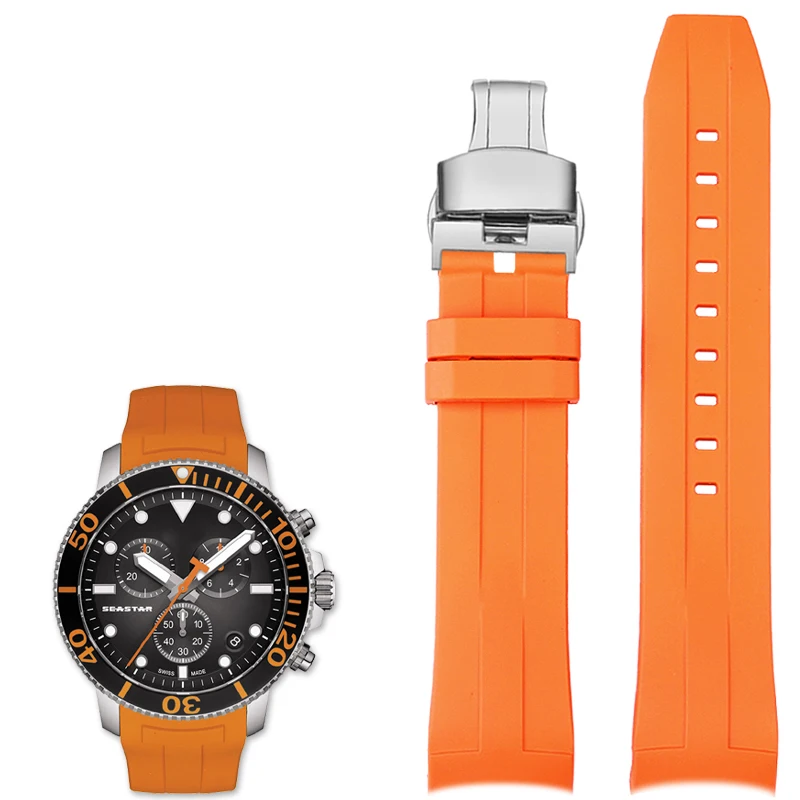 thumbnail image 1 of Correa de reloj de goma de 21 mm y 22 mm para Tissot 1853 Starfish Diving T120 Correa de silicona con extremo curvo Serie T120417A Pulsera masculina, 1 of 5