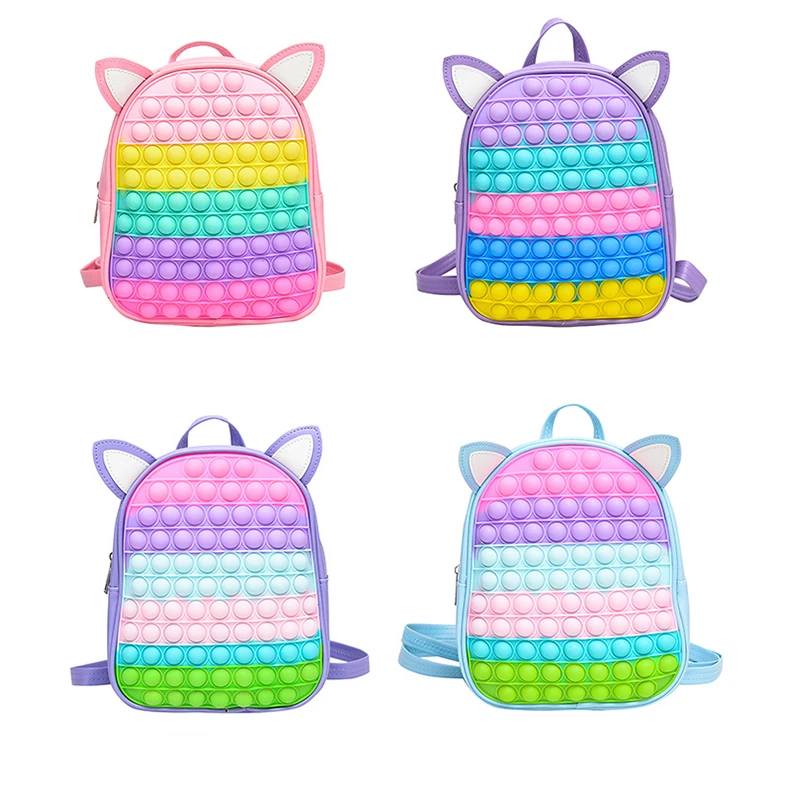 

Multi-Color Backpack Silicone Push Its Bubble Fidget Toys Student Backpack for Children Girls Pops Bags Antistress Sensory Toy