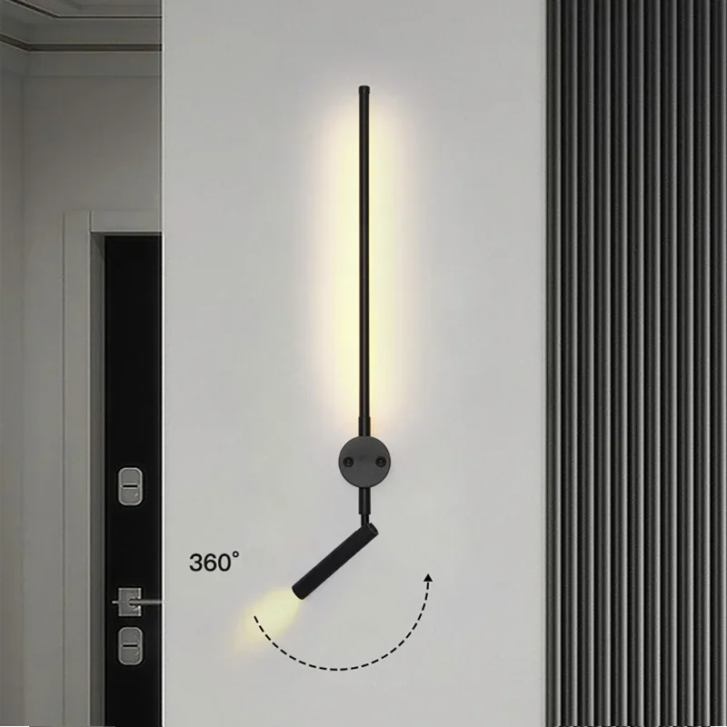 Modern Long LED Wall Lights Bedroom Decoration Indoor Living Room Fixture Black Wall Lamps Stair Hallway Background Sconces