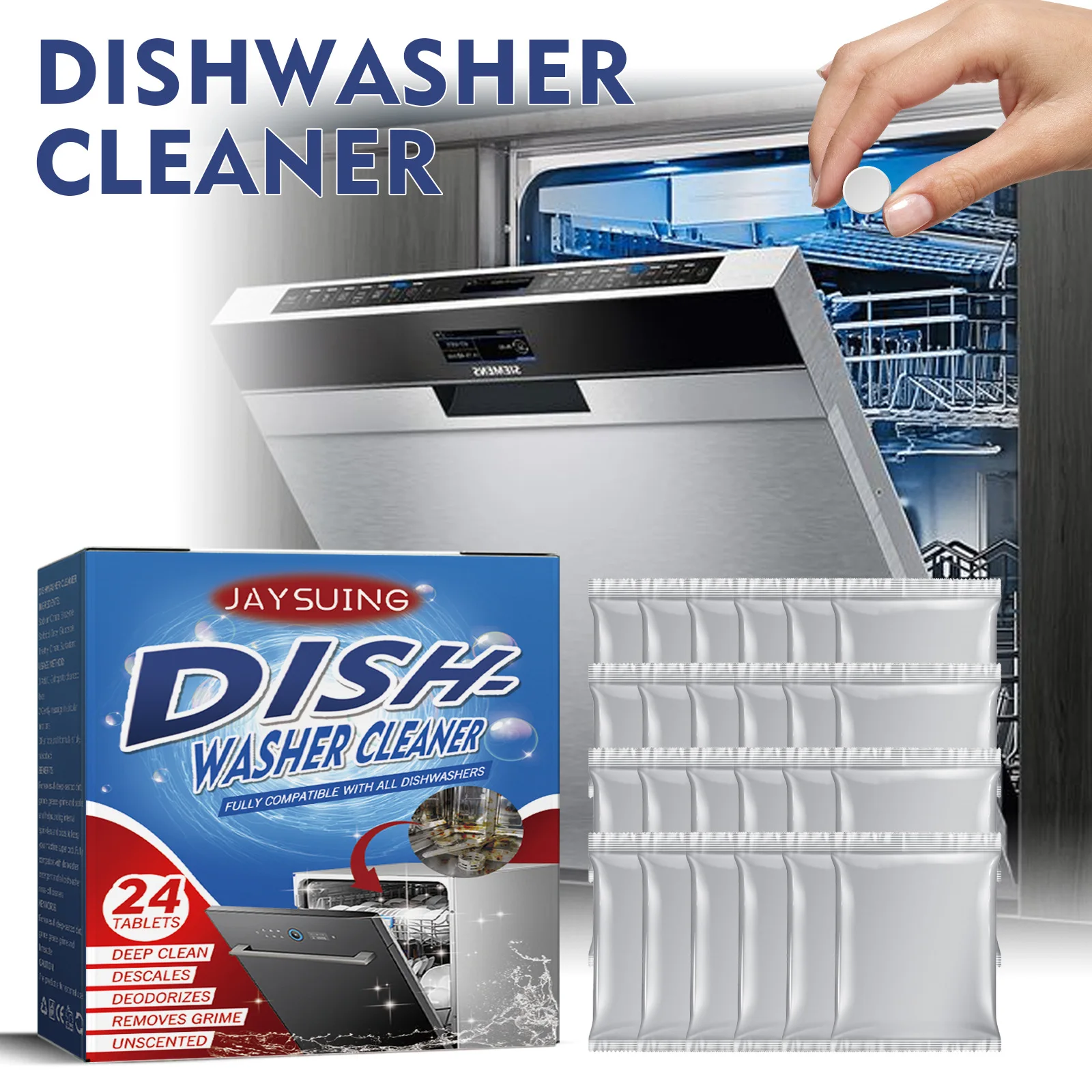 Dishwasher Cleaner Tablet Grease Odor Removal Descaling Detergent Deep Cleaning Decontamination Deodorizer Kitchen Cleaning Tool dishwasher cleaner