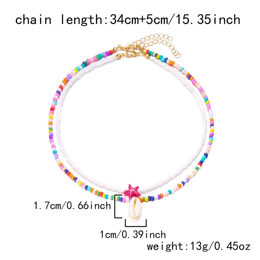 Ocean Style Shell Starfish Seed Beads Choker Necklace for Women